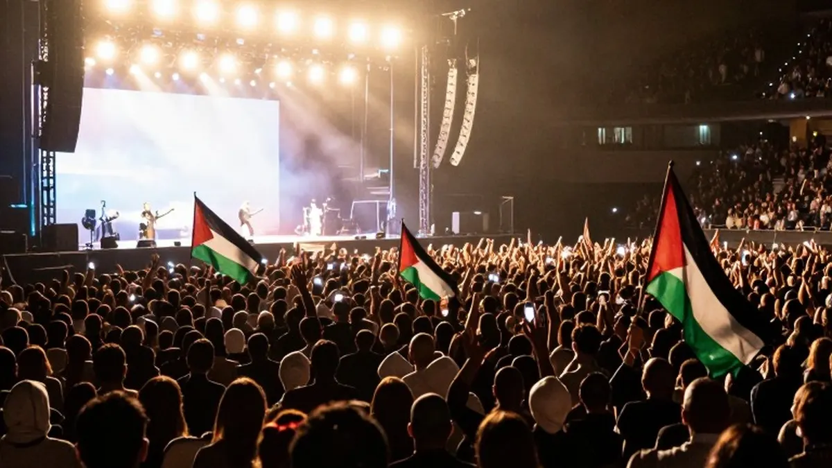 Illustration for: Macklemore Opens Sold-Out Free Palestine Tour in Dublin Alongside Hozier and Kneecap