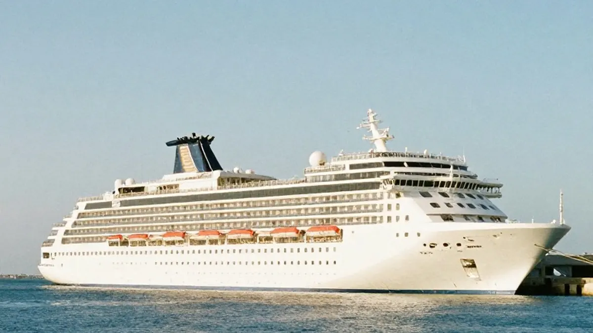 Illustration for: Cruise ship halts global voyage in Cambodia over soaring fuel costs