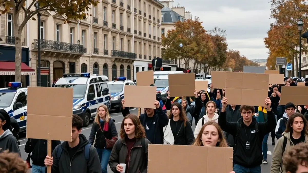 Illustration for: French Student Protests Press On as Government Faces Budget Squeeze